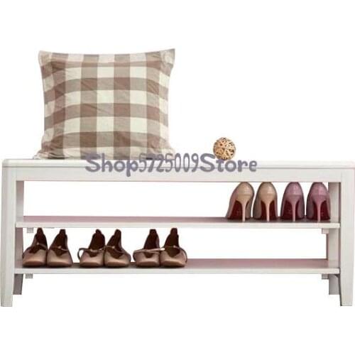 Nordic Solid Wood Shoe Changing Stool Modern Simple White Door Storage Shoe Wearing Stool Can Sit In Japanese Small Shoe Cabinet