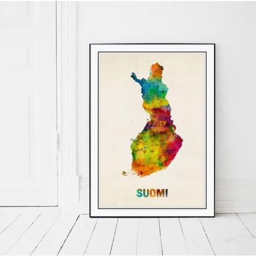 Modern Map of Finland Canvas Art Print Poster, Wall Picture for Living Room Decoration, SUOMI Hogar Decor Painting