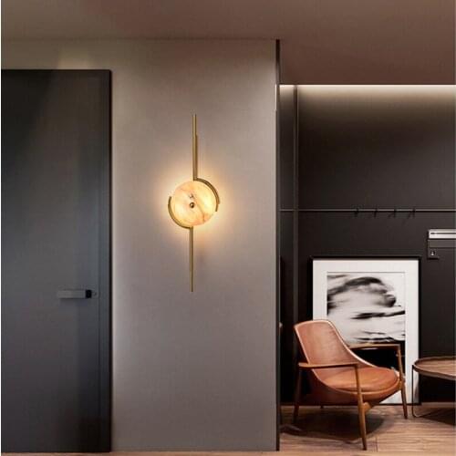 Postmodern nordic wall lamp natural marble art simple light living room creative bedside bedroom designer luxury wall light