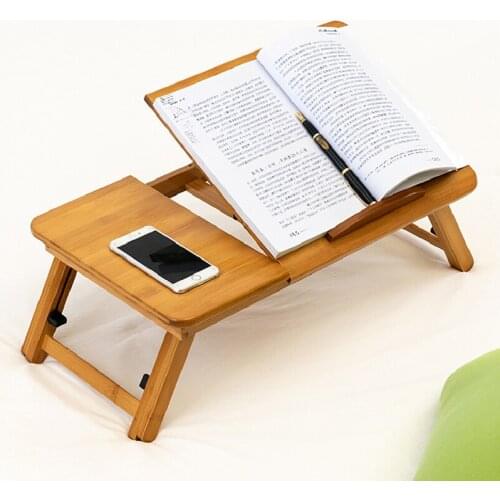Nature Bamboo Laptop Table Simple Computer Desk With Fan For Bed Sofa Folding Adjustable Laptop Desk On The Bed