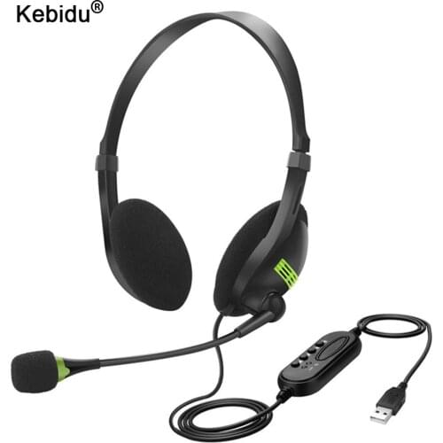 Kebidu Universal USB Headset With Microphone for PC 3.5mm Noise Cancelling Wired Headphones Microphone For PC /Laptop/Computer