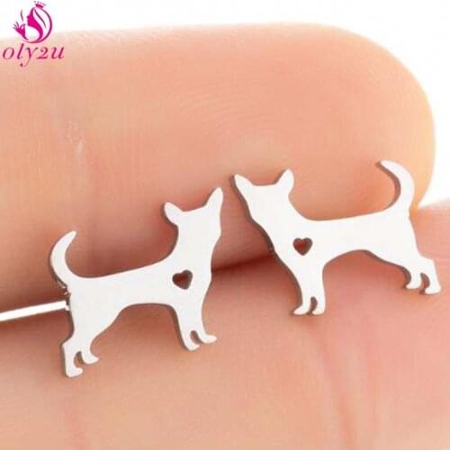 Ladies Chihuahua Stainless Steel Earrings Ladies Cute Dog Earrings Anime Cartoon Jewelry Best Pet Animal Earrings 2020 Trend