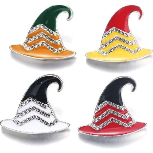 10pcs/lot Halloween Hat Snap Jewelry Crystal 18mm Metal Snap Buttons For Snap Button Bracelet Bangle jewelry Accessories 2275