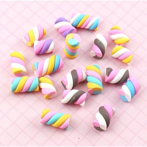 10pc Mixed colour Soft clay marshmallow candy Polymer Clay Cabochons Flatback For DIY Decoration Handmade Materials Party Kids G