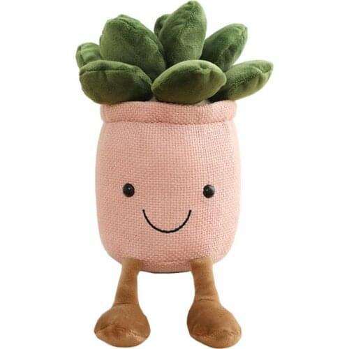 25cm Lifelike Tulip&Succulent Plants Plush Stuffed Toys Soft Bookshelf Decor Doll Creative Potted Flowers Pillow for Girls Kids