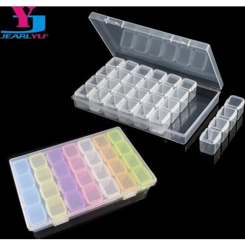 28 Grid Nail Art Empty Acrylic Colorful Clear Box Storage Container Organizer Case Jewelry Manicure Decoration PP Material