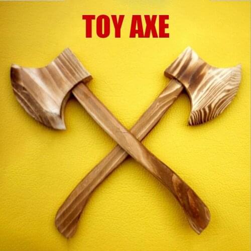 33 Cm Wooden Axe Toy Halloween Cos Props Weapons Wushu Performance Equipment Gifts For Children Unopened Edge Toy For Kids