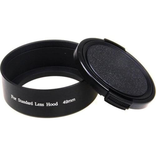 49mm Standard Metal Lens Hood + Lens cap for Canon Nikon Sony Pentax Olympus