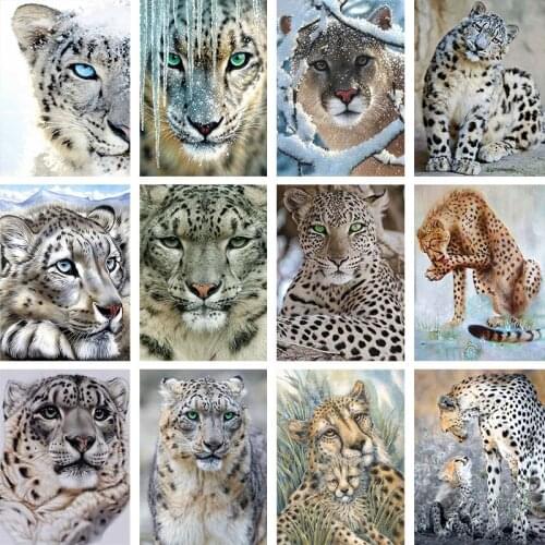 5D Full Square Drill Diamond Embroidery Leopard Picture of Rhinestone Mosaic Diamond Painting Animal Love Home Room Decor Gift