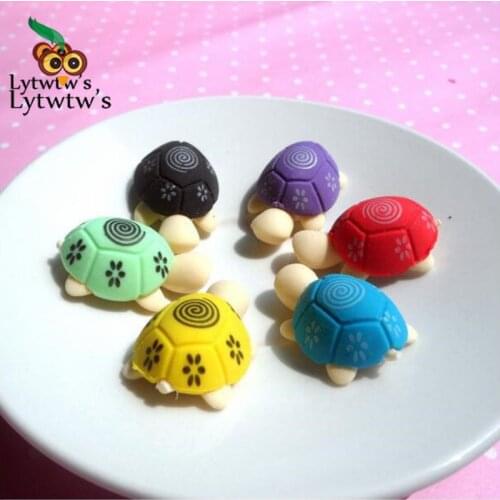 8 Pcs Lytwtws Cute Cartoon Tortoise Rubber Korean Stationery School Supplies Creative Novelty Kid Gifts Pencil Eraser