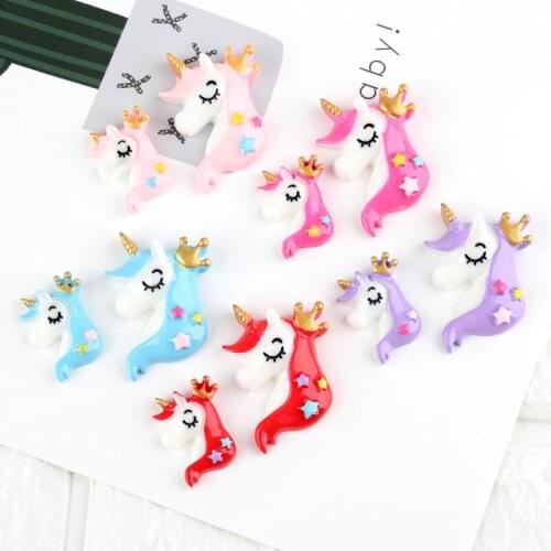 David accessories 10pcs Unicorn Resin Accessories Jewelry Flat Back Planar Resin Material Kids DIY Crafts Supplies,10Yc10946