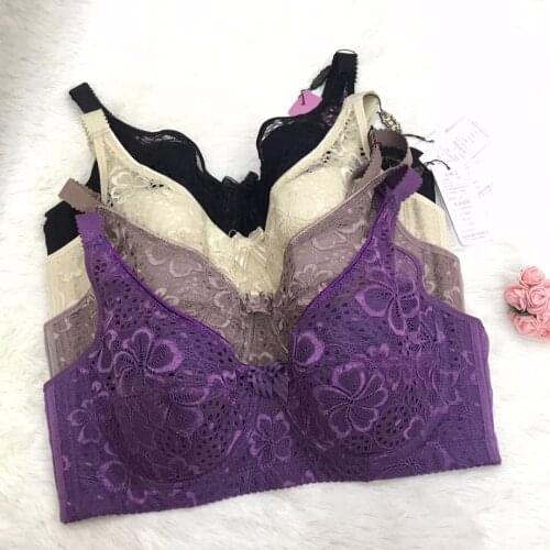 Thin section extra large 80-100CDE cup bra gathered flower adjustment underwear women big size sexy lingerie