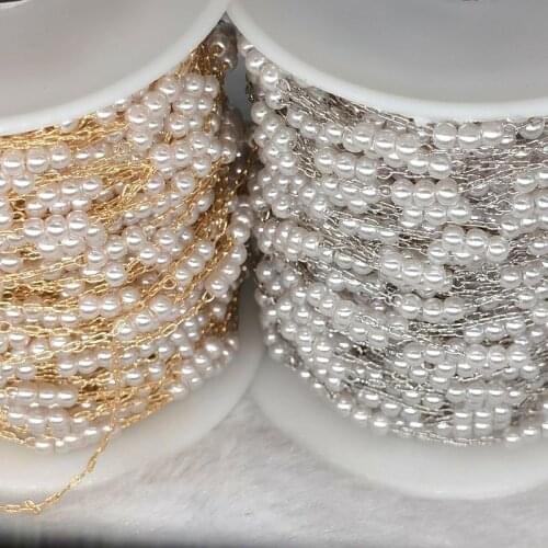 1meter 3mm Pearl Copper Link Chain for Jewelry Making Bulk Rolo Cable Chains Neckalce Bracelet DIY Chain Accessories Supplies