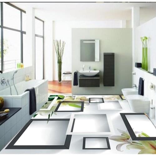 Home Decoration 3d wallpaper pvc Creative fresh flowers 3D floor waterproof wallpaper for bathroom wall