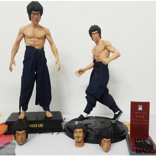 Bruce Lee Action Figure 1/6 Dragon Tiger Fighting Three-headed Real Clothes The Return of the Grand Master