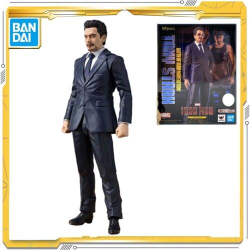 Original BANDAI SHF Marvel The Avengers Iron Man Tony Stark Model Toy Action Figures Toys For Children Gift