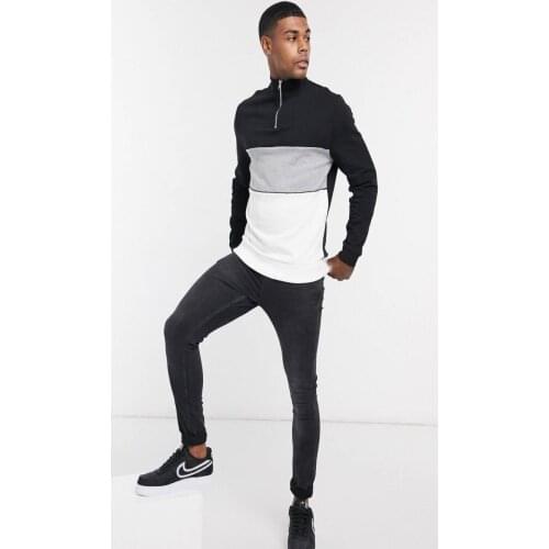 Louis Teor Half Zipper Panelli Fleece Sweatshirt