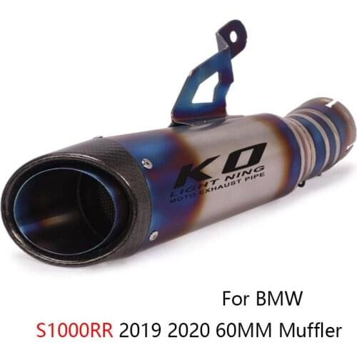 Slip-on Motorcycle Muffler for BMW S1000RR 2019 2020 Blue Titanium Alloy 60MM Escape No DB Killer Replace Stock Muffler Pipe