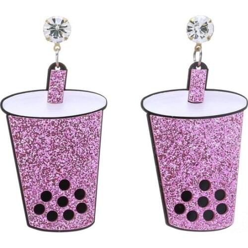 Hot-selling Pearl Tea Earrings Euramerican Hyperbole food beverage Earrings Women 2019 new Fashion Jewelry Accessories E19074