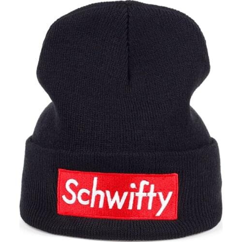 Schwifty Cotton Embroidery Knitted Hat American Anime Warm Winter Beanie Knit Cap Skullies & Beanies Unisex fashion Hip Hop caps