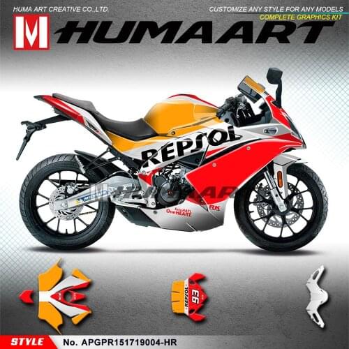 HUMAART Custom Graphics Kit Full Vinyl Wrap Adhesives Stickers Decals for Aprilia GPR 150 GPR150 2017 2018 2019, Red