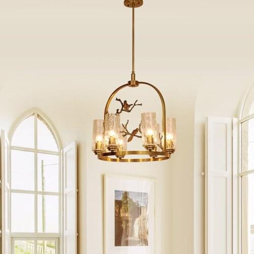 Retro Scandinavian Innovative Post Modern Copper Chandeliers Lamp Bird Chandelier Bedroom Restaurant Villa Living Room Lounge