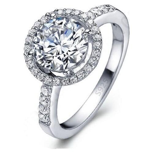 100% 925 Sterling Silver Ring Jewelry Have S925 Stamp Round White CZ Crystal Zircon Wedding Rings For Women