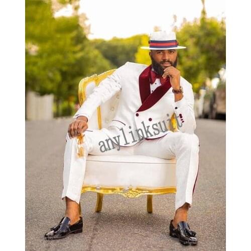 Handsome Ivory Paisley Groom Tuxedos Mens Evening Dress Toast Suits Prom Party Clothing Sets (Jacket+Pants+ Tie) NO:412