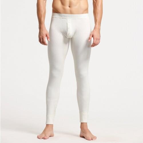 Mens long underwear autumn and winter new Comfortable and breathable Plain warm long trousers Solid color bottoming long pants