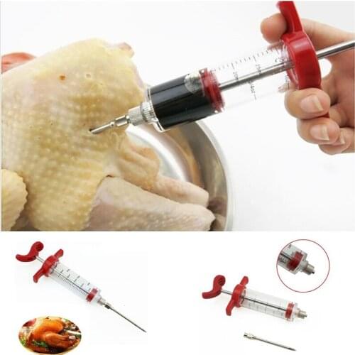 Stainless Chicken Meat Flavor Injector Steel Turkey Marinade Seasoning Injector Meat Cooking Meat Poultry Chicken BBQ Tools