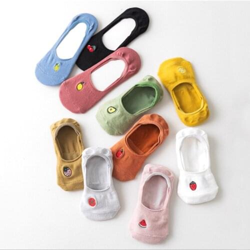 5 pairs of summer breathable womens socks cute strawberry watermelon avocado socks slippers non-slip invisible socks