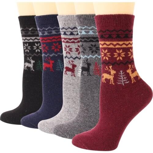 12 Pairs Winter Wool Socks for Women Warm Thick Hiking Boot Cozy Animal Elk Casual Work Soft Dress Socks for Cold Weather