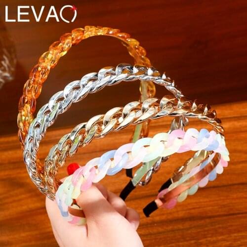 Levao Acrylic Material Metallic Headband Colorful Serial Hairband Woman Alloy Hair Hoop Hair Accessories