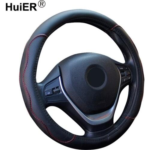 HuiER Car Steering wheel Cover Sport Style Steering Cover 5 Colors Anti-slip For 37-38CM/14.5"-15" Steering-Wheel Car Styling