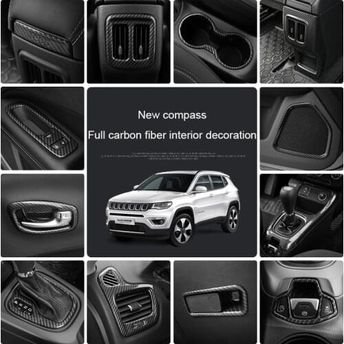 Full carbon fiber interior decoration Control center air conditioning air outlet protection cover accessories For Jeep Compass