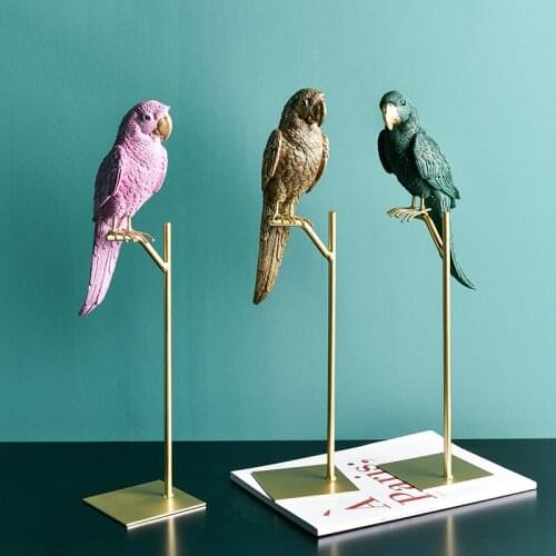 NORDIC COLOR RESIN ANIMAL PARROT ORNAMENTS HOME LIVINGROOM TABLE FIGURINES DECORATION HOTEL OFFICE DESKTOP BIRD SCULPTURE CRAFTS
