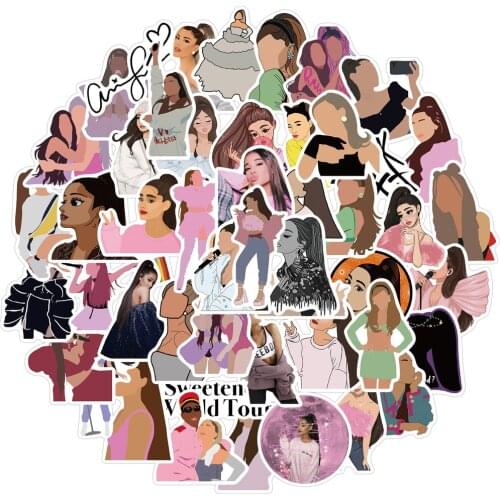 50PCS Singer Ariana Grande Stickers Laptop Guitar Luggage Skateboard Bike Car Waterproof Cool Sticker Decal Kid Classic Toys