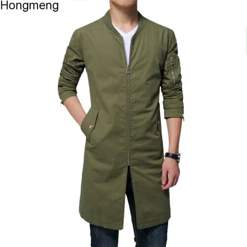 Trench coat men Cotton long coat Mens overcoat windbreaker large size 5XL drop ship 7 colors black navy red white green gray