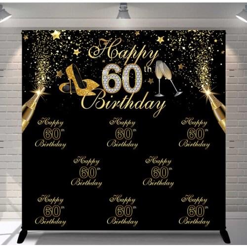 Vinyl Photography Background Gold Black Glitter Adult Luxury Lady 40th 60th Birthday Party High Heel Decor Backdrop Photo Studio