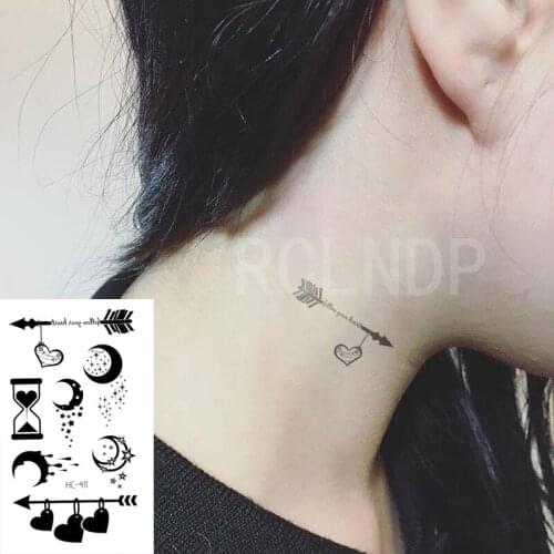 Waterproof Temporary Tattoo Sticker Arrow Star Moon Love Heart Hourglass Shape Flash Tatoo Fake Tatto Body Art for Women Men