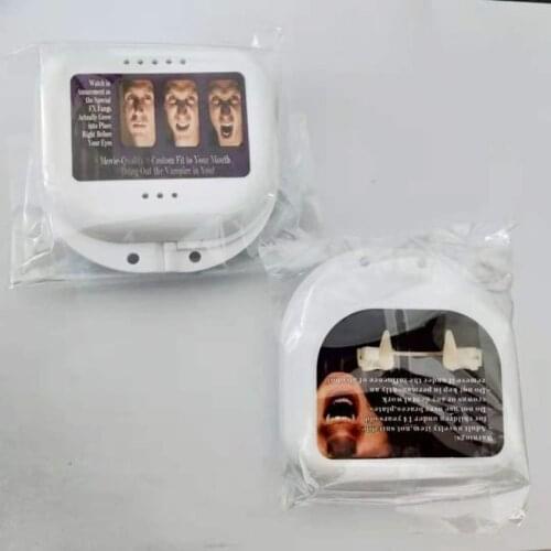 Retractable Vampire Teeth Halloween Cosplay Makeup Horrific Fangs Zombie Teeth Realistic Reusable Dentures Cosplay Props