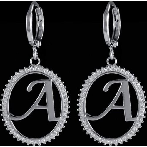 High quality English letter A zircon earrings, suitable for womens wedding party fashion jewelry earrings.ER-227