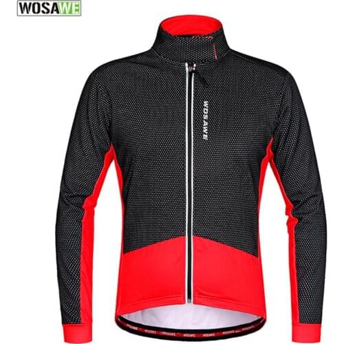 WOSAWE Winter Thermal Fleece Windproof Long Sleeve Cycling Jersey Clothing Wear Reflective Cycling Jackets