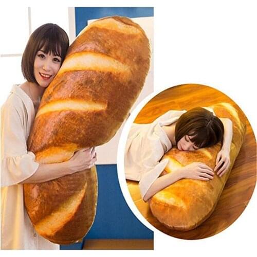 Funny 3D Simulation Snack Bread Shape Pillow Soft Lumbar Cushion Plush Stuffed Toy Oblong Pillow Unique Gift For Friends