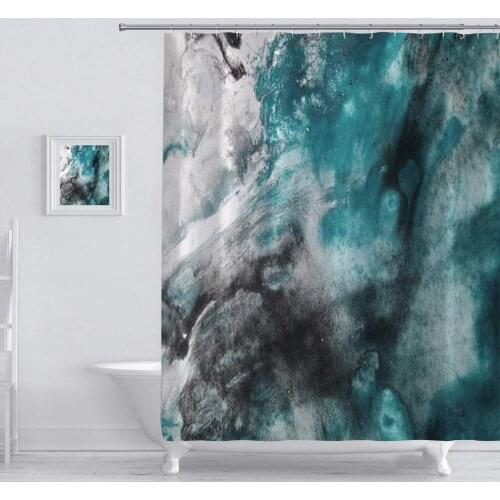 Wild Marble Shower Curtain with 12 Hooks Abstract Watercolor Oil on Canvas Art Polyester Fabric Bathroom Shower Curtain Sets
