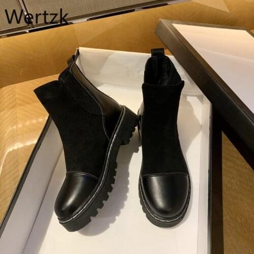 Women Leather Low Flat Block Heel Chelsea Women Boots Shoes Female Casual Pu Boots 2020 Hot Sell Ladies Boots zapatos de mujer