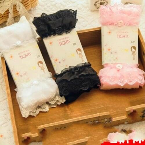 Spring Autumn Baby Pure Color Children Combed Cotton Lace Leggings Princess For 7 To 10 Years Old 1pcs