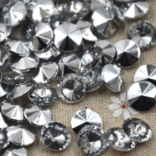 50/100pc Round Sparkle Crystal Clear Rhinestone Silver Plating Beads Stud 6 mm