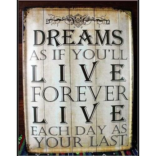 30pcs/lot Metal Sign shabby chic The dreams of your living letter painting Vintage House Cafe Restaurant Bar Poster Metal tin si