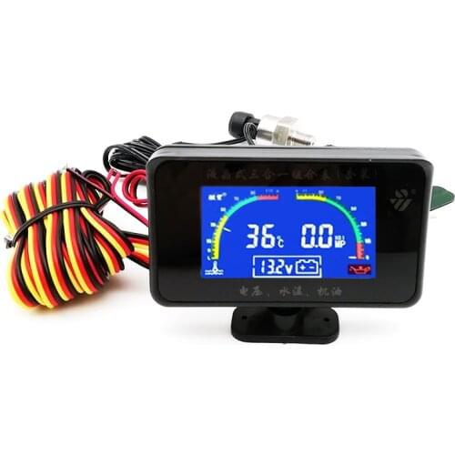 3In1 Car Oil Pressure Gauge 1/8 NPT＋Voltmeter＋Water Temperature Gauge Meter with M10 Sensors
